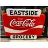 Image 1 : Large Wooden Backed Plastic Enjoy Coca Cola East Side Groceries Sign