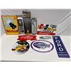 Image 1 : Assorted Signs And Thermometers, Coca Cola, Mermaid Cove, Monroe Shocks, Etc..