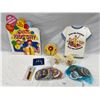 Image 1 : Box Of McDonalds Collectibles, Cardboard Standees, Buttons, Clock, Mugs, Wallet, Etc…