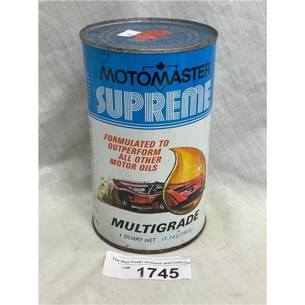 Vintage Motomaster Supreme Motor Oil Can 1 Quart
