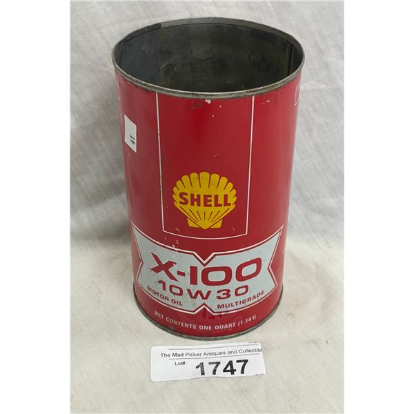Vintage Shell X-100 Motor Oil Can 1 Quart