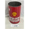 Image 1 : Vintage Shell X-100 Motor Oil Can 1 Quart