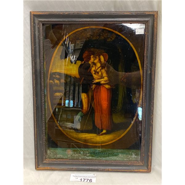 Early Reversed Glass Painting The Reconciliation