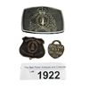 Image 1 : Vintage RCMP Belt Buckle, Forest Fire Officer Pin, And Dog Tax Dog Tag From 1904