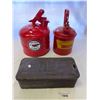 Image 1 : Vintage International Harvester Tool Box With 2 Vintage Gas Cans