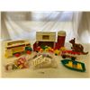Image 2 : Large Assortment Of Vintage Fisher Price Toys, Play Family Camper, Fire Engine, And Barn Etc..