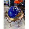 Image 1 : Vintage Glass And Stone World Globe On Pedestal With Compass And Abalone Inlay On Globe
