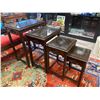 Image 1 : Chinese Carved Nesting Table Set With Glass Tops