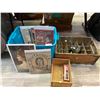 Image 1 : Assorted Collectibles, Bin Of Paper Ephemera, 2 Wooden Crates, And Pop Bottles, Etc''