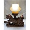 Image 1 : Vintage Spelter Roman Chariot Light Up Desk Lamp, Working