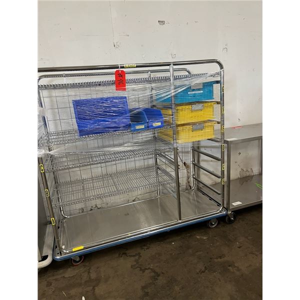 Stainless Steel Storage Rack On Wheels w/ Bins