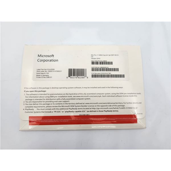 Brand New Windows 11 Pro Software DVD and License