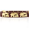 Image 2 : Cassetti 18k Gold Red Enamel Baby & Adult Elephants Hinged Open Bangle Bracelet