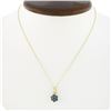 Image 1 : Estate 18k Yellow Gold 0.70 ctw Sapphire Flower Cluster Petite Pendant Necklace