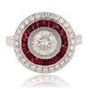 Image 1 : 1.18 ctw SI3 CLARITY CENTER Diamond and 1.26 ctw Ruby Platinum Ring (1.56 ctw Di