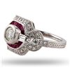 Image 2 : 0.58 ctw Diamond and 1.06 ctw Ruby Platinum Ring (1.1 ctw Diamonds)