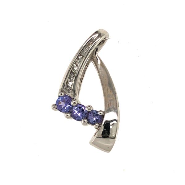 Tanzanite & Diamond Freeform Slide Style Pendant