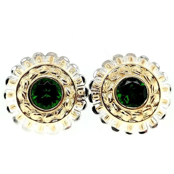 14k Bezel Set Green Tourmaline Earrings