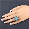 Image 3 : Turquoise & Diamond Gemstone Cocktail Ring