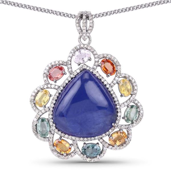 Tanzanite & Diamond Pendant - Fancy Sapphire Frame