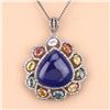 Image 3 : Tanzanite & Diamond Pendant - Fancy Sapphire Frame