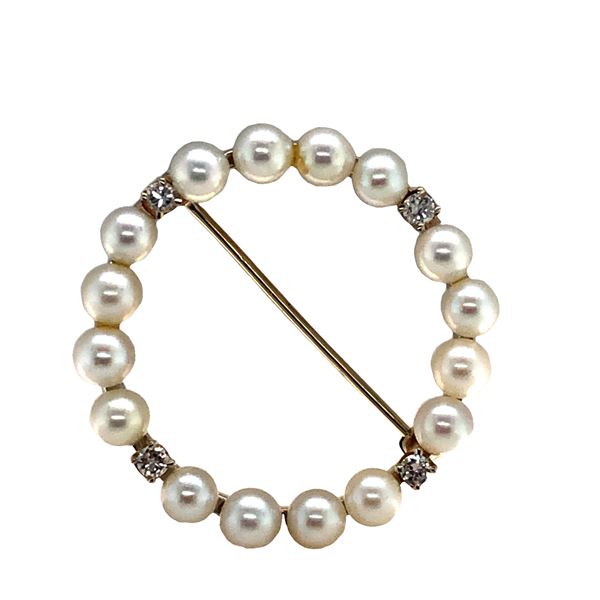 Vintage Diamond Pearl Eternity Brooch