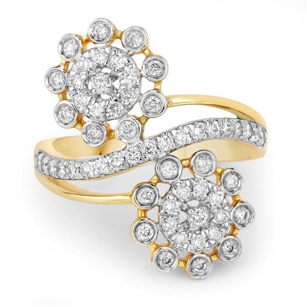 Floral Diamond Bypass Ring -14k