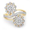 Image 1 : Floral Diamond Bypass Ring -14k