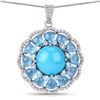 Image 1 : Turquoise Topaz & Diamond Pendant Necklace