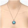 Image 3 : Turquoise Topaz & Diamond Pendant Necklace