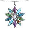 Image 1 : Colorful Turquoise, Moonstone, & Diamond Necklace