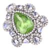 Image 1 : Moonstone & Peridot Diamond Halo Cocktail Ring