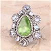 Image 2 : Moonstone & Peridot Diamond Halo Cocktail Ring