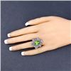 Image 3 : Moonstone & Peridot Diamond Halo Cocktail Ring