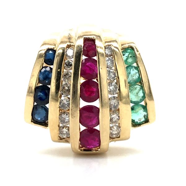 Ruby Emerald Sapphire & Diamond Slide Pendant