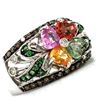 Image 1 : 18k Multi Colored Sapphire Flower Ring