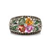 Image 2 : 18k Multi Colored Sapphire Flower Ring