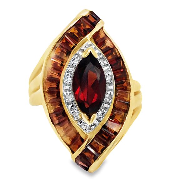 Estate Marquise Garnet & Diamond Ring