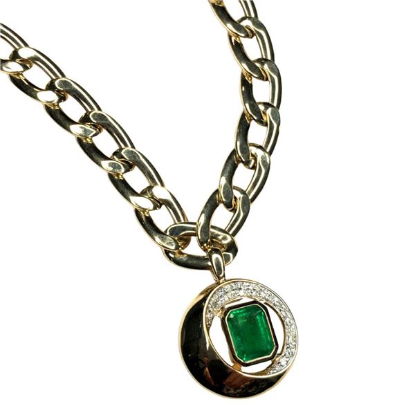 Emerald Diamond Cuban Curb Chain Link Necklace
