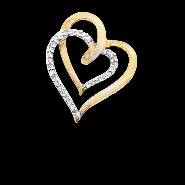 10K Yellow Gold Diamond Heart Slide Pendant