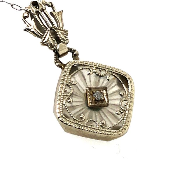 Art Deco Camphor Glass & Diamond Necklace