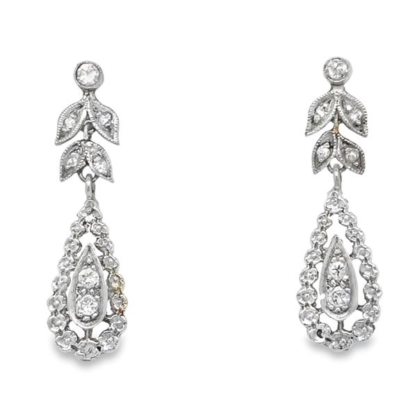 Diamond Dangle Earrings - Vintage 14K