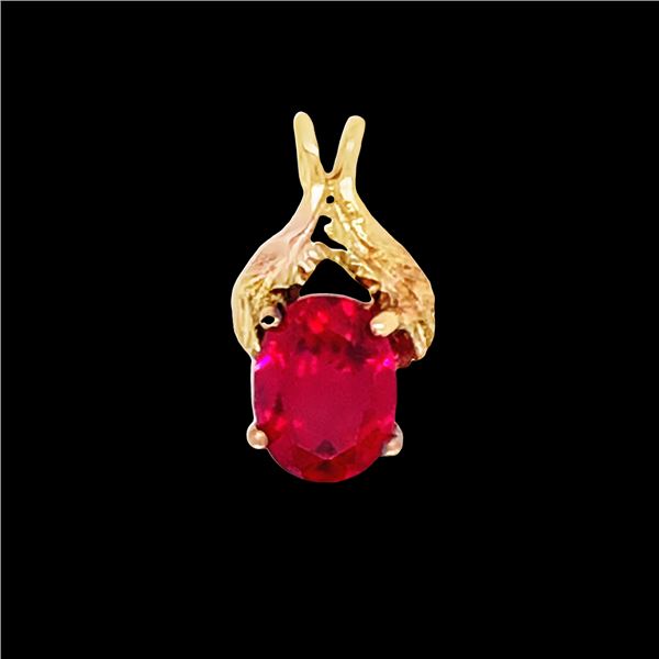 10k Yellow Gold Oval Cut Ruby Pendant