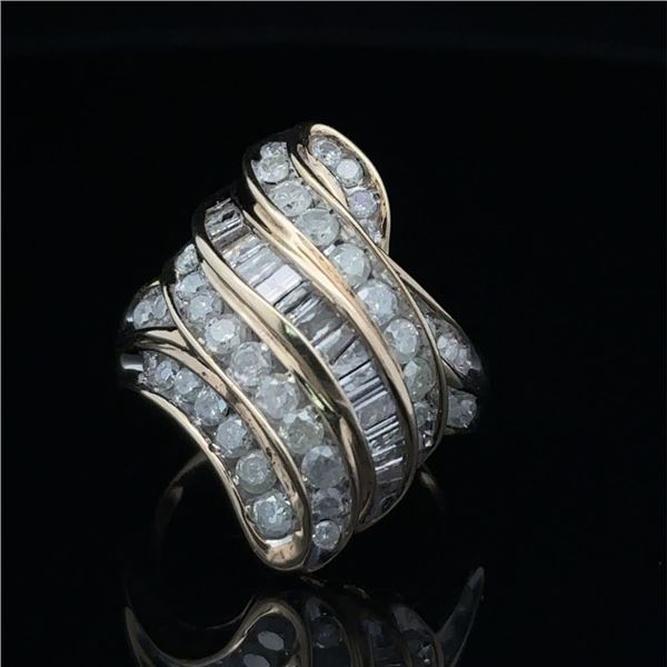 Round & Baguette Diamond Cocktail Ring