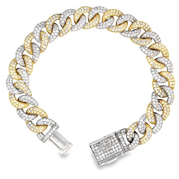 10k Men's Cuban Curb 7ct Diamond Pave Bracelet