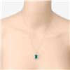 Image 4 : Emerald & Diamond Halo Pendant Necklace