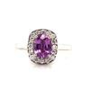 Image 1 : Unheated Pink Sapphire & Diamond Halo Ring