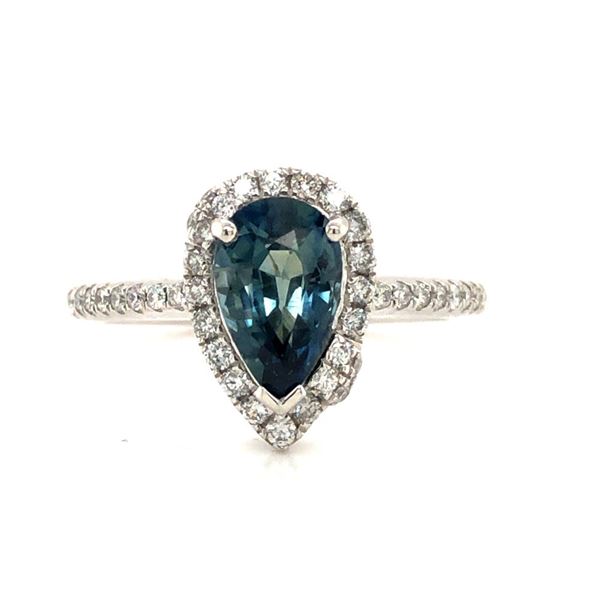 Madagascar Sapphire & Diamond Halo Ring