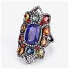 Image 2 : Rainbow of Sapphires & Tanzanite Cocktail Ring