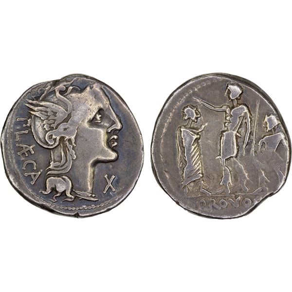 ROMAN REPUBLIC: P. Porcius Laeca, AR denarius (3.78g), Rome, 110-109 BC, VF